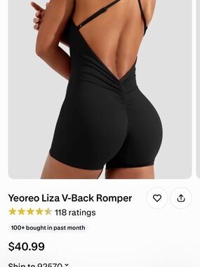 Yeoreo Liza V-Back Romper in Black